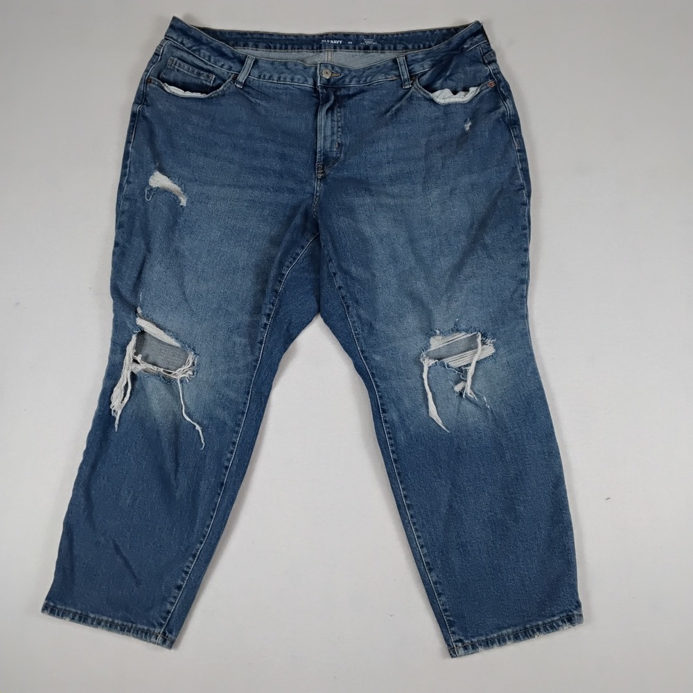 Old Navy Womens 20 High Rise Curvy OG Straight Jeans Blue Stretch Denim